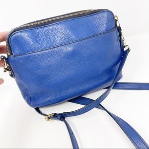 Fossil Blue Leather Crossbody Zip Purse Bag